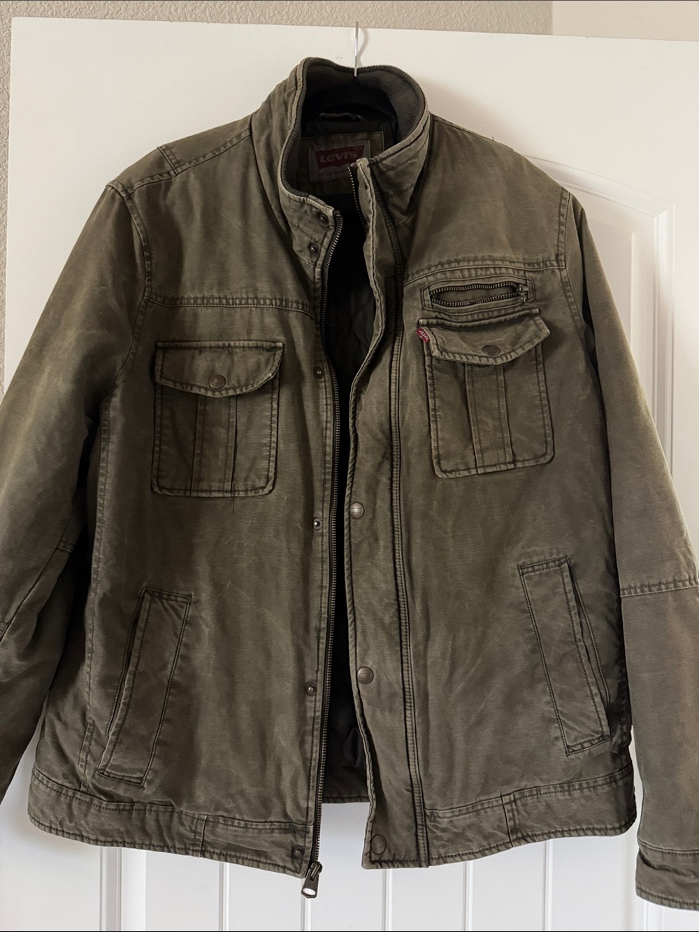 Levi's Olive Green Military Field Jacket with Multiple Pockets